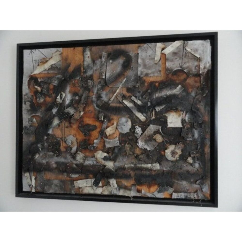 1970's Art Michael Luchs Collage On Wood Detroit Mi Cass Corridor Artist